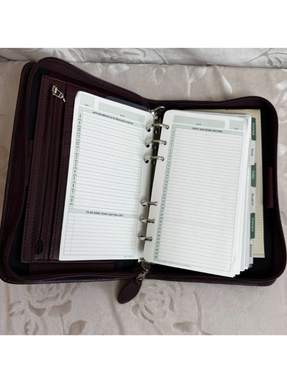 Vintage 1994 Day-Timer Leather Zip Planner Organizer With Inserts 6-Ring Binder - Picture 5 of 10